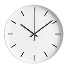 White Wall Clock Isolated On Transparent Background. PNG Format