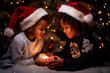 © the_lightwriter - black kids celebrate Christmas with gifts