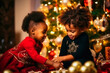© the_lightwriter - black kids celebrate Christmas with gifts