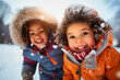 © the_lightwriter - black kids having fun and playing in the snow