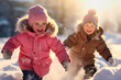 © the_lightwriter - kids having fun and playing in the snow