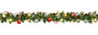 Vector Christmas Branches Border with Christmas Decorations