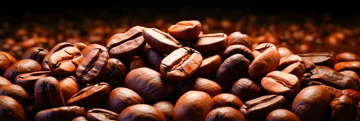 Poster - Pile of coffee beans sitting on top of each other.