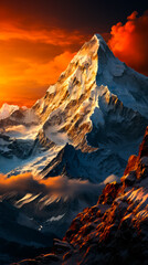 Poster - Image of mountain with clouds in the foreground.