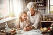 © Kalim - AI generated image of grandma with granddaughter baking