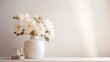 © id512 - home interior with white flowers in a vase on a light background for product display