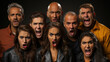 © AS Photo Family - Portrait of a group of angry people, isolated on black background.
