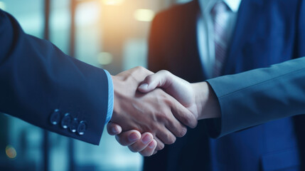Wall Mural - group business people shaking hand after business job interview in meeting room office, partnership,