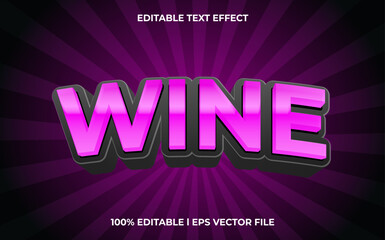 Poster - wine 3d text effect with grape theme. purple typography for products tittle