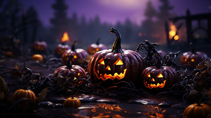 Halloween background with a pumpkins.