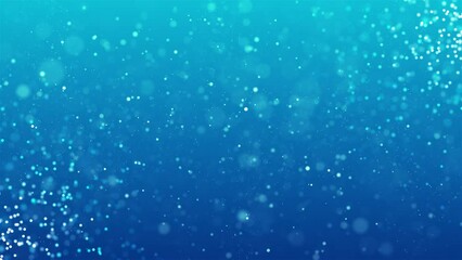 Wall Mural - Blue bokeh particles glitter awards dust gradient abstract background. Futuristic glittering in space on blue background.