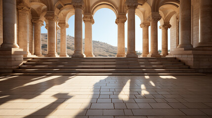 Stone colonnade and stairs detail.