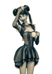 Poster - gothic girl is holding a mug