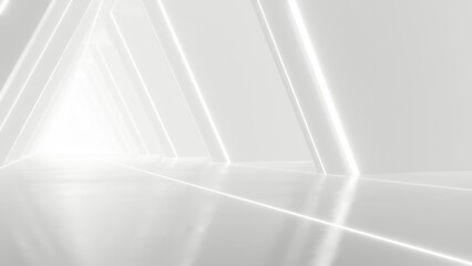 Aufkleber - Abstract white futuristic geometric tunnel, architecture design concept, 3d rendering.