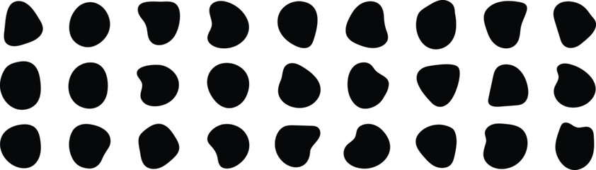 Wall Mural - blob shape organic vector set. random black cube drops simple shapes