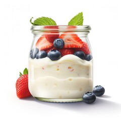 Canvas Print - yogurt with berries in a jar