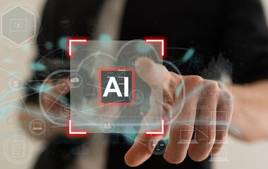Leinwandbilder - online network information Robot Applications and Global Connectivity AI Artificial Intelligence innovation and technology