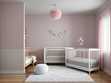 Realistic Baby Girl Room Design Closeup Intricate.