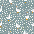 Seamless cute geese pattern. Cartoon goose bird simple print. Vector illustration
