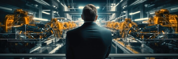 Aufkleber - Engineer manager are working with Ai computer virtual with robotic arm of the car production plant.