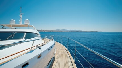 Sticker - Cruise ship, Wide angle shot of front of the yacht in summer time, Travel.