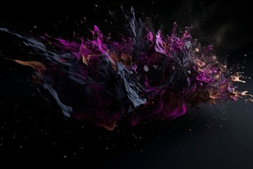 Poster - Abstract black background geometric burst polygonal cloud AI