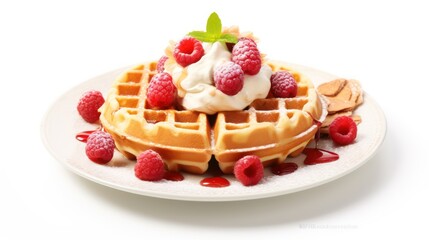 Canvas Print - waffles with berries