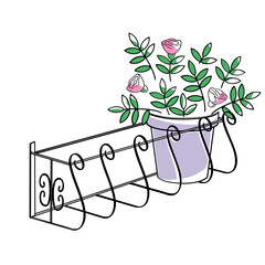 Wall Mural -  pot with a flowering plant behind a window 