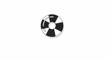 Poster - Floating ring for swimming pool bw 2D object animation. Circle lifesaver outline cartoon 4K video, alpha channel. Safety equipment. Rubber water toy animated icon isolated on white background
