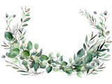 Fototapeta  - Eucalyptus leaves in watercolor isolated