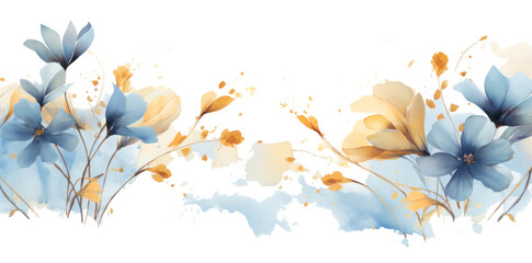 Canvas Print - Autumn flowering watercolor leaves isolated