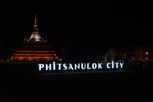 Pictures Of Phitsanulok City Lights Nan Riverside At Night Used As A Travel Illustration.