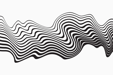 Aufkleber - Vector seamless pattern with curve stripe. Black and white stripes as abstract waves for a textured pattern on the background.