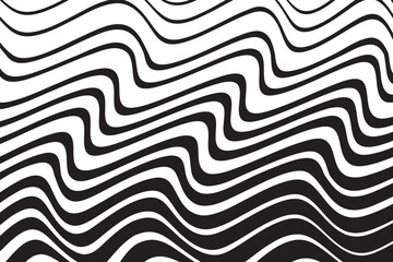 Aufkleber - Vector seamless pattern with curve stripe. Black and white stripes as abstract waves for a textured pattern on the background.