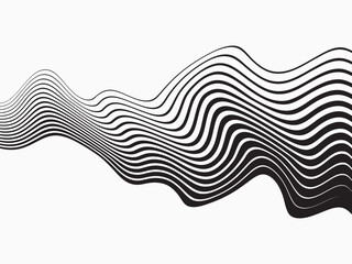 Aufkleber - Vector seamless pattern with curve stripe. Black and white stripes as abstract waves for a textured pattern on the background.