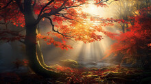 Beautiful Autumn Landscape. High Quality Illustration