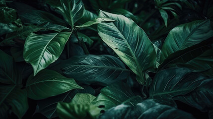  Texture of tropical foliage, abstract background with vibrant green leaves, suitable for desktop wallpaper.