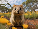 Fototapeta Zwierzęta - The quokka (Setonix brachyurus) is a small herbivorous marsupial native to southwestern Australia. 