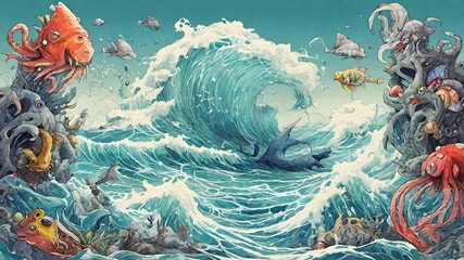 Wall Mural - Sea Monster Background Very Creepy