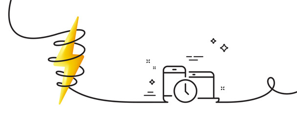 Poster - time management line icon. continuous one line with curl. clock sign. mobile devices symbol. time ma