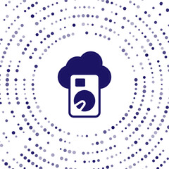 Poster - blue cloud database icon isolated on white background. cloud computing concept. digital service or a