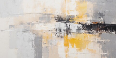 Canvas Print - Closeup of abstract rough black gray yellow white art painting texture