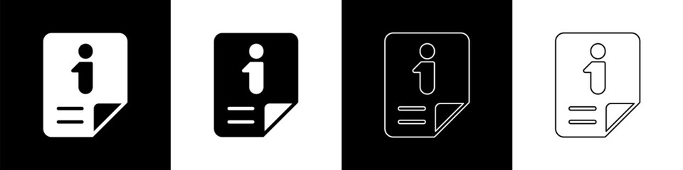 Poster - Set Information icon isolated on black and white background. Vector