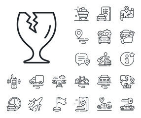 Poster - Delivery service sign. Plane, supply chain and place location outline icons. Fragile package line icon. Safe shipping symbol. Fragile package line sign. Taxi transport, rent a bike icon. Vector