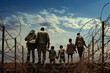 © the_lightwriter - refugees in front of barbed wire border