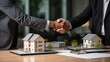 successful real estate transaction, realtor and buyer shaking hands generative ai