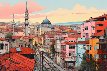 Wall Mural - Istanbul, aesthetics of risography