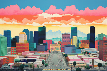 Wall Mural - Los Angeles aesthetics of risography