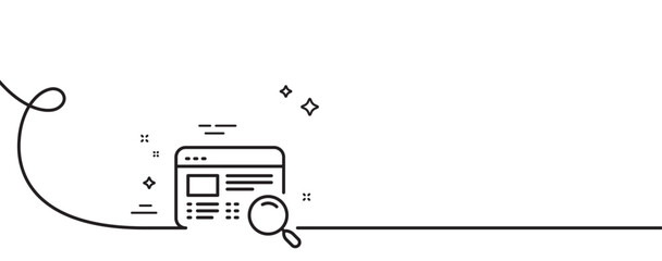 Poster - website search line icon. continuous one line with curl. find internet page results sign. website se