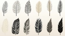 Vintage Palm Leaves, Nature Botanical Decorative Collection. Vector Illustration Isolated Collection Tropical Leaf Set